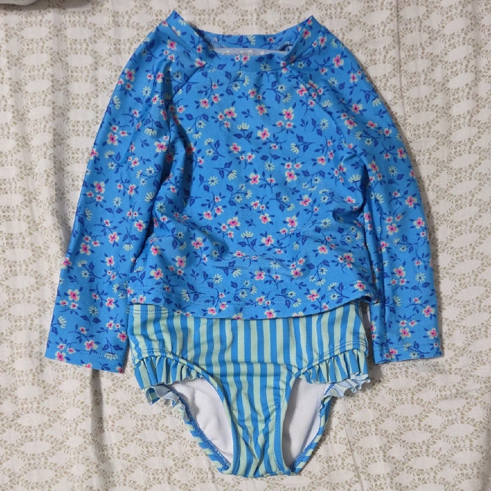 Cat & Jack Blue Floral Rashguard Set